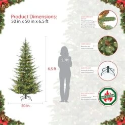 6.5ft. Pre-Lit Natural Fir Artificial Christmas Tree, Clear Lights 14 6.5ft. Pre-Lit Natural Fir Artificial Christmas Tree, Clear Lights -Holiday Glow D248498S 6