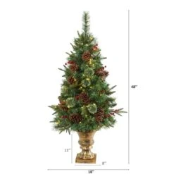 4ft. Pre-Lit Pine Artificial Potted Christmas Tree With Pinecone & Berries, Clear LED Lights -Holiday Glow D251290S 2