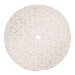 Glitzhome® 48" White Plush With Snowflake Christmas Tree Skirt