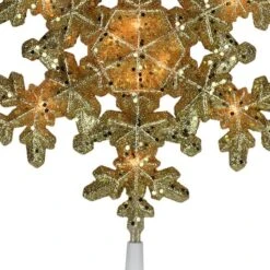 Northlight 9" Gold Lighted Snowflake Christmas Tree Topper -Holiday Glow D253705S 13