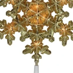 Northlight 9" Gold Lighted Snowflake Christmas Tree Topper -Holiday Glow D253705S 3