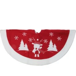Northlight 46" Red & White Reindeer Embroidered Christmas Tree Skirt