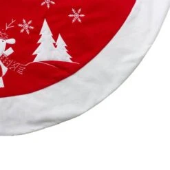 Northlight 46" Red & White Reindeer Embroidered Christmas Tree Skirt -Holiday Glow D253707S 13