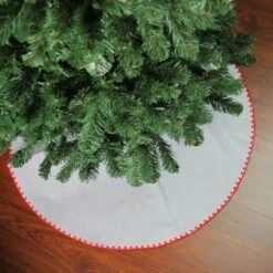 Northlight 26" White Shell Stitching Christmas Tree Skirt -Holiday Glow D253710S 11
