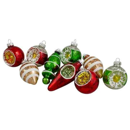 Northlight 9ct. 2-Finish Silver & Red Glass Retro Reflector Ornaments 3 Northlight 9ct. 2-Finish Silver & Red Glass Retro Reflector Ornaments