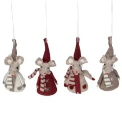 Northlight 4ct. Red & Gray Standing Mice Ornaments -Holiday Glow D253781S 11