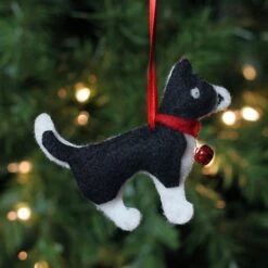 Northlight 4.5" Black & White Cat With Bell Ornament -Holiday Glow D253782S 2