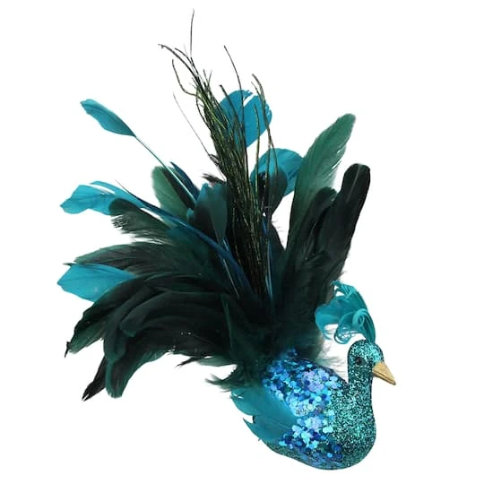 Northlight 10" Turquoise Blue & Green Peacock Clip-On Ornament 4 Northlight 10" Turquoise Blue & Green Peacock Clip-On Ornament - Image 2