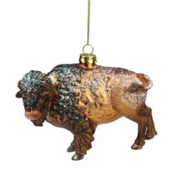 Northlight 4.25" Brown & Black Glass Bison Ornament 11 Northlight 4.25" Brown & Black Glass Bison Ornament -Holiday Glow D253787S 11