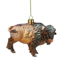 Northlight 4.25" Brown & Black Glass Bison Ornament 13 Northlight 4.25" Brown & Black Glass Bison Ornament -Holiday Glow D253787S 13