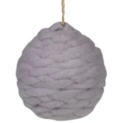 Northlight 3.25" Light Gray Knit Shatterproof Ball Ornament -Holiday Glow D253790S 1 1
