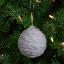 Northlight 3.25" Light Gray Knit Shatterproof Ball Ornament -Holiday Glow D253790S 2