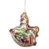 Northlight 5" Glass Traditional Rocking Horse With Gifts Ornament -Holiday Glow D253794S 1