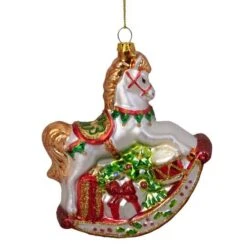 Northlight 5" Glass Traditional Rocking Horse With Gifts Ornament 16 Northlight 5" Glass Traditional Rocking Horse With Gifts Ornament -Holiday Glow D253794S 14