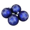 Northlight 4ct. 3" Royal Blue & White Snowflake Ball Glass Ornaments -Holiday Glow D253795S 1