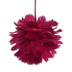 Northlight 5.5" Pink & Gold Glitter Tipped Feather Ball Ornament 11 Northlight 5.5" Pink & Gold Glitter Tipped Feather Ball Ornament -Holiday Glow D253799S 11