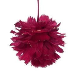 Northlight 5.5" Pink & Gold Glitter Tipped Feather Ball Ornament 13 Northlight 5.5" Pink & Gold Glitter Tipped Feather Ball Ornament -Holiday Glow D253799S 13