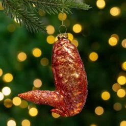 Northlight 4.5" Glitter Glass Buffalo Chicken Wing Ornament 12 Northlight 4.5" Glitter Glass Buffalo Chicken Wing Ornament -Holiday Glow D253802S 2