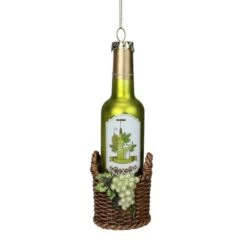 Northlight 6.25" Green & Brown Glass Wine Bottle Ornament -Holiday Glow D253804S 11
