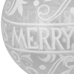 Northlight 6" Clear & White "Merry Christmas" Glass Ball Ornament 15 Northlight 6" Clear & White "Merry Christmas" Glass Ball Ornament -Holiday Glow D253808S 14