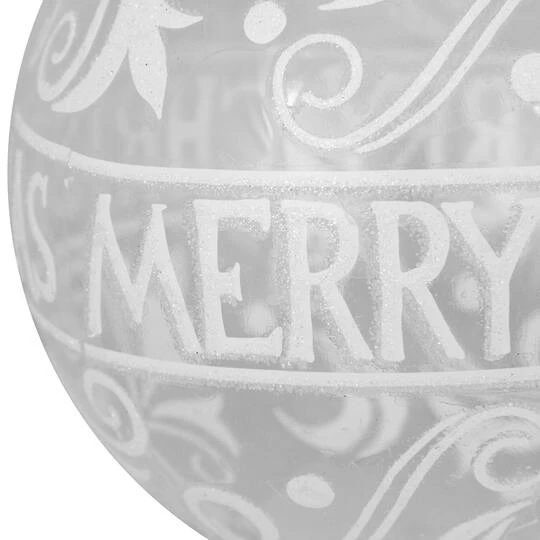 Northlight 6" Clear & White "Merry Christmas" Glass Ball Ornament 9 Northlight 6" Clear & White "Merry Christmas" Glass Ball Ornament - Image 7