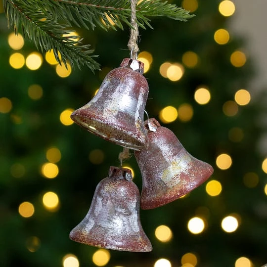 Northlight 5" Silver & Brown Rustic String Of Bells Glass Ornament 5 Northlight 5" Silver & Brown Rustic String Of Bells Glass Ornament - Image 3
