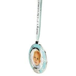 Northlight 3" Blue & Silver "Baby's First Christmas" Framed Ornament -Holiday Glow D253818S 13