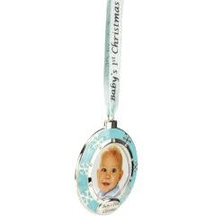Northlight 3" Blue & Silver "Baby's First Christmas" Framed Ornament -Holiday Glow D253818S 14