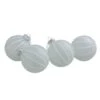 Northlight 4ct. 3.5" Frosted Glitter White Striped Glass Ball Ornaments -Holiday Glow D253821S 1