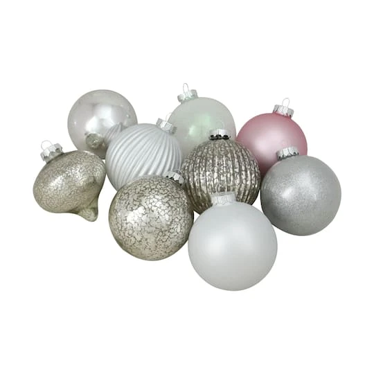 Northlight 9ct. 3.75" Silver 3-Finish Glass Ball & Onion Ornaments 4 Northlight 9ct. 3.75" Silver 3-Finish Glass Ball & Onion Ornaments - Image 2