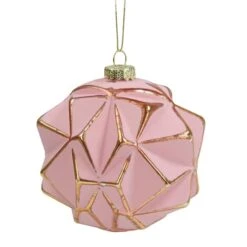 Northlight 4" Pink & Gold Geometric Glass Ball Ornament 11 Northlight 4" Pink & Gold Geometric Glass Ball Ornament -Holiday Glow D253824S 11