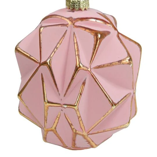 Northlight 4" Pink & Gold Geometric Glass Ball Ornament 8 Northlight 4" Pink & Gold Geometric Glass Ball Ornament - Image 6