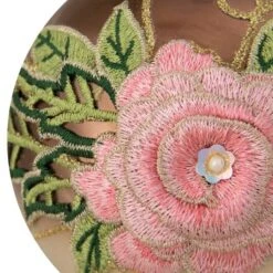 Northlight 5" 2-Finish Brown & Pink Floral Applique Glass Ball Ornament -Holiday Glow D253827S 14