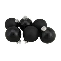 Northlight 6ct. 3.25" 2-Finish Black Glass Ball Ornaments -Holiday Glow D253828S 13