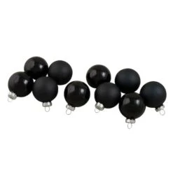 Northlight 10ct. 1.75" Shiny & Matte Black Glass Ball Ornaments -Holiday Glow D253830S 11