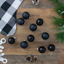 Northlight 10ct. 1.75" Shiny & Matte Black Glass Ball Ornaments -Holiday Glow D253830S 12