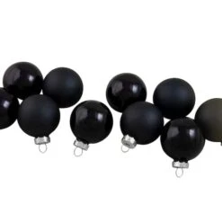 Northlight 10ct. 1.75" Shiny & Matte Black Glass Ball Ornaments -Holiday Glow D253830S 13