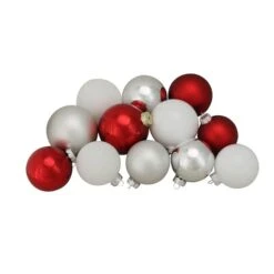 Northlight 72ct. 2-Finish Red, Silver & White Glass Ball Ornaments 10 Northlight 72ct. 2-Finish Red, Silver & White Glass Ball Ornaments -Holiday Glow D253831S 1 1