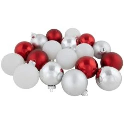 Northlight 72ct. 2-Finish Red, Silver & White Glass Ball Ornaments 11 Northlight 72ct. 2-Finish Red, Silver & White Glass Ball Ornaments -Holiday Glow D253831S 11