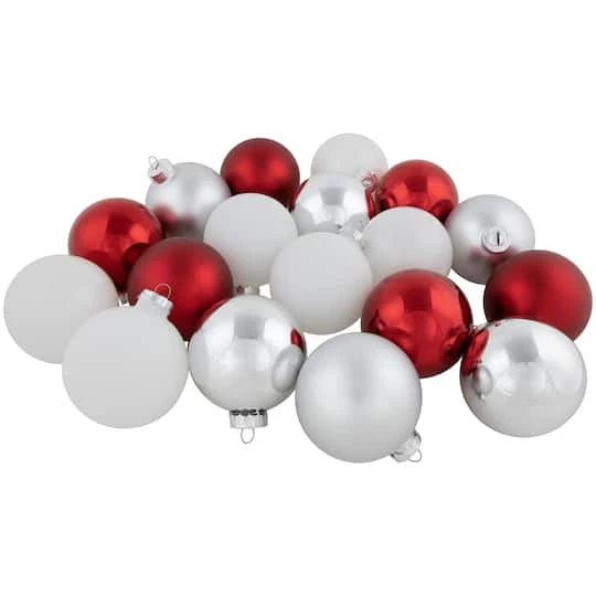 Northlight 72ct. 2-Finish Red, Silver & White Glass Ball Ornaments 5 Northlight 72ct. 2-Finish Red, Silver & White Glass Ball Ornaments - Image 3