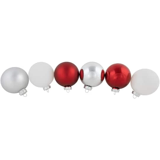 Northlight 72ct. 2-Finish Red, Silver & White Glass Ball Ornaments 7 Northlight 72ct. 2-Finish Red, Silver & White Glass Ball Ornaments - Image 5