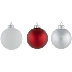 Northlight 72ct. 2-Finish Red, Silver & White Glass Ball Ornaments 14 Northlight 72ct. 2-Finish Red, Silver & White Glass Ball Ornaments -Holiday Glow D253831S 14