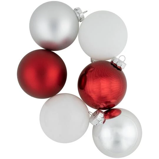 Northlight 72ct. 2-Finish Red, Silver & White Glass Ball Ornaments 9 Northlight 72ct. 2-Finish Red, Silver & White Glass Ball Ornaments - Image 7