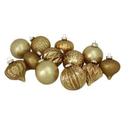 Northlight 12ct. 3-Finish Shades Of Gold Glass Ornaments