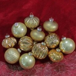 Northlight 12ct. 3-Finish Shades Of Gold Glass Ornaments -Holiday Glow D253833S 12