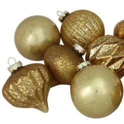 Northlight 12ct. 3-Finish Shades Of Gold Glass Ornaments -Holiday Glow D253833S 13