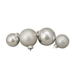 Northlight 96ct. Silver Shiny & Matte Glass Ball Ornaments