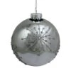 Northlight 4" Shiny Silver Mirrored Glitter Snowflakes Ball Ornament -Holiday Glow D253843S 1