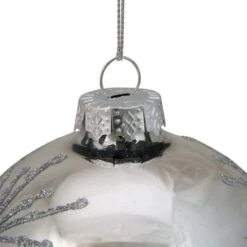 Northlight 4" Shiny Silver Mirrored Glitter Snowflakes Ball Ornament -Holiday Glow D253843S 12