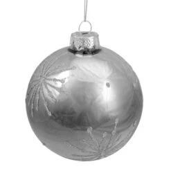 Northlight 4" Shiny Silver Mirrored Glitter Snowflakes Ball Ornament -Holiday Glow D253843S 13